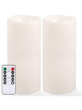 Large Outdoor Flameless Candles 12" x 5"-Waterproof LED Pillar Flickering Candle